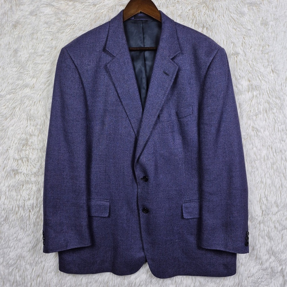 Tallia Uomo E. Thomas Silk Linen Wool Purple Textured Blazer Sport Coat Mens 48R